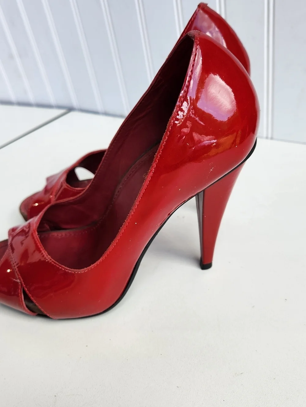 MICHAEL Michael Kors heels , RED Patent, Peep Toe High Heels size 7 M